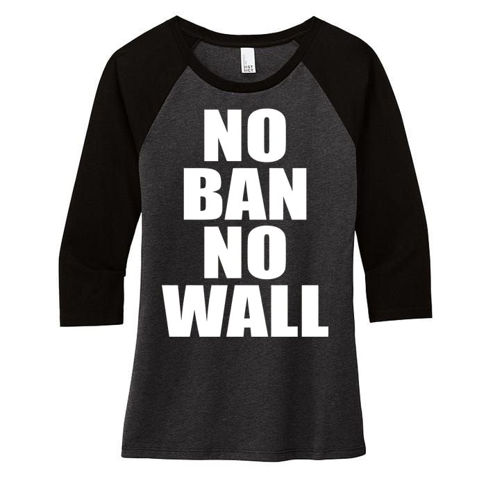 No Ban No Wall Anti Trump Resist Women's Tri-Blend 3/4-Sleeve Raglan Shirt