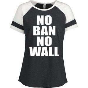 No Ban No Wall Anti Trump Resist Enza Ladies Jersey Colorblock Tee