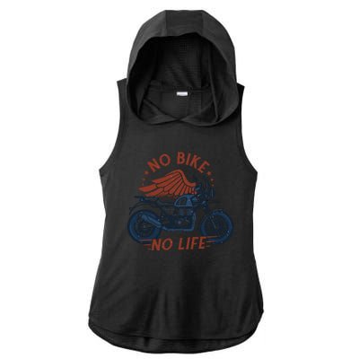 No Bike No Life Motrocycle Ladies PosiCharge Tri-Blend Wicking Draft Hoodie Tank