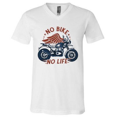 No Bike No Life Motrocycle V-Neck T-Shirt