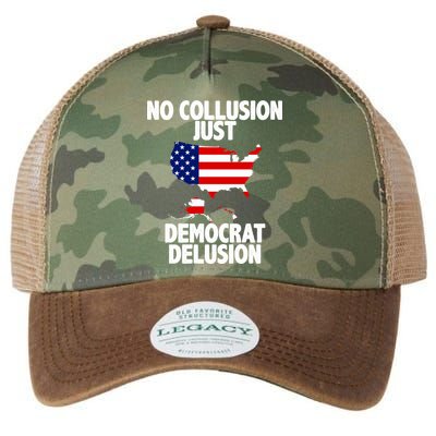 No Collusion Just Democrat delusion Legacy Tie Dye Trucker Hat