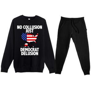 No Collusion Just Democrat delusion Premium Crewneck Sweatsuit Set