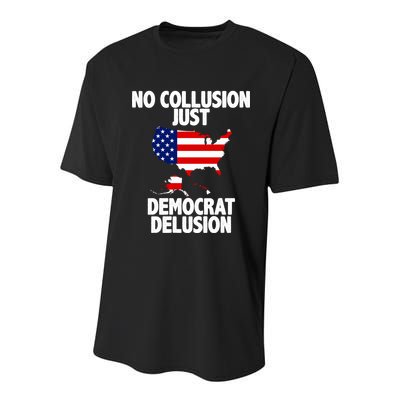 No Collusion Just Democrat delusion Youth Performance Sprint T-Shirt