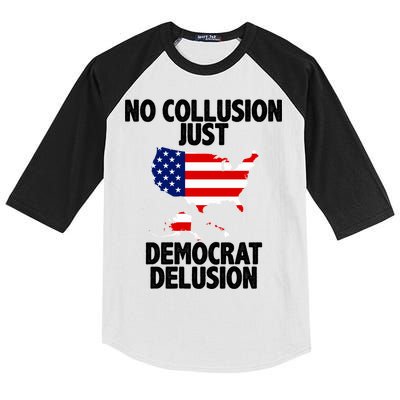 No Collusion Just Democrat delusion Kids Colorblock Raglan Jersey