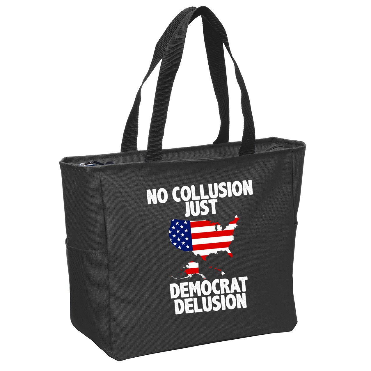 No Collusion Just Democrat delusion Zip Tote Bag