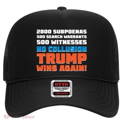 No Collusion Trump Wins Again High Crown Mesh Back Trucker Hat
