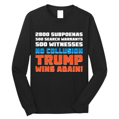 No Collusion Trump Wins Again Long Sleeve Shirt