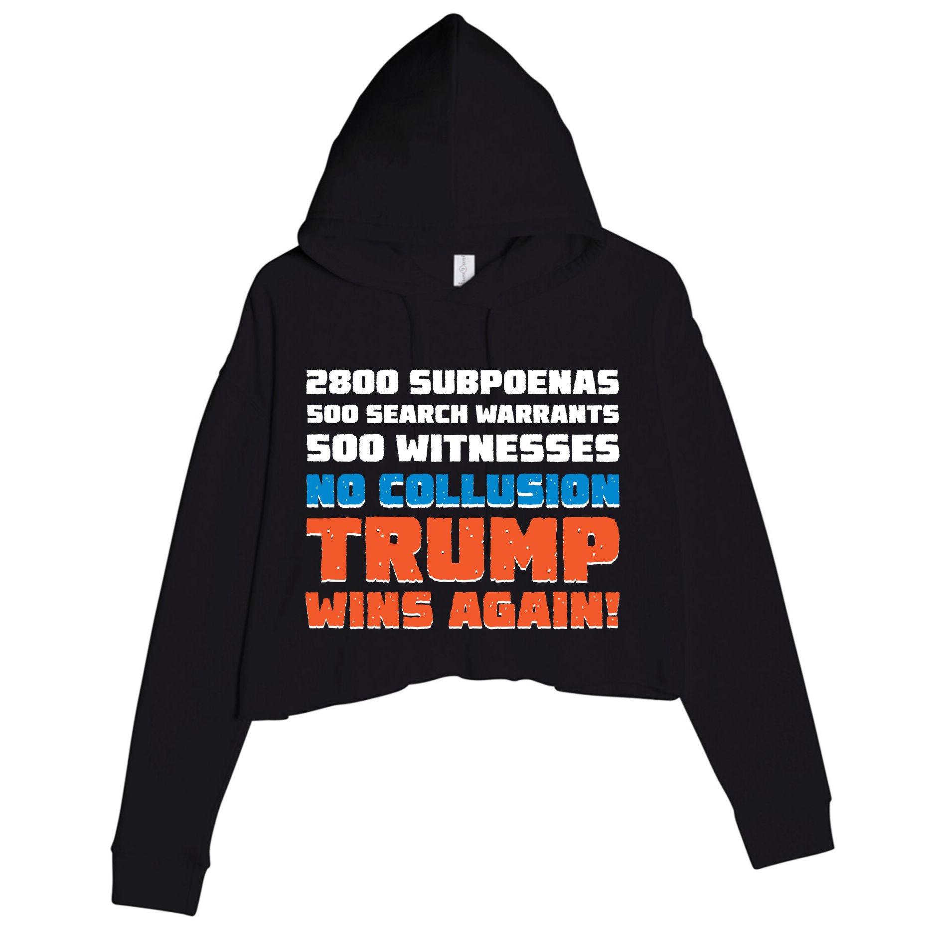 No Collusion Trump Wins Again Crop Fleece Hoodie