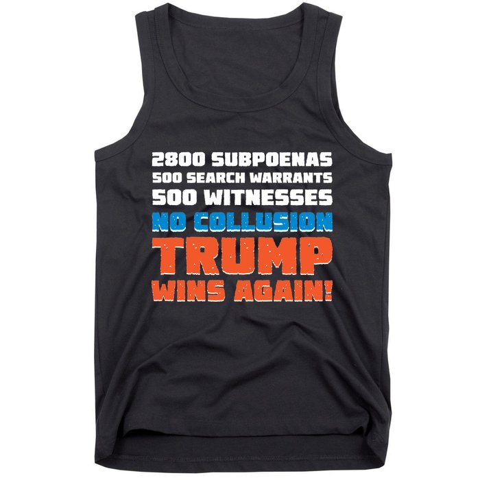 No Collusion Trump Wins Again Tank Top