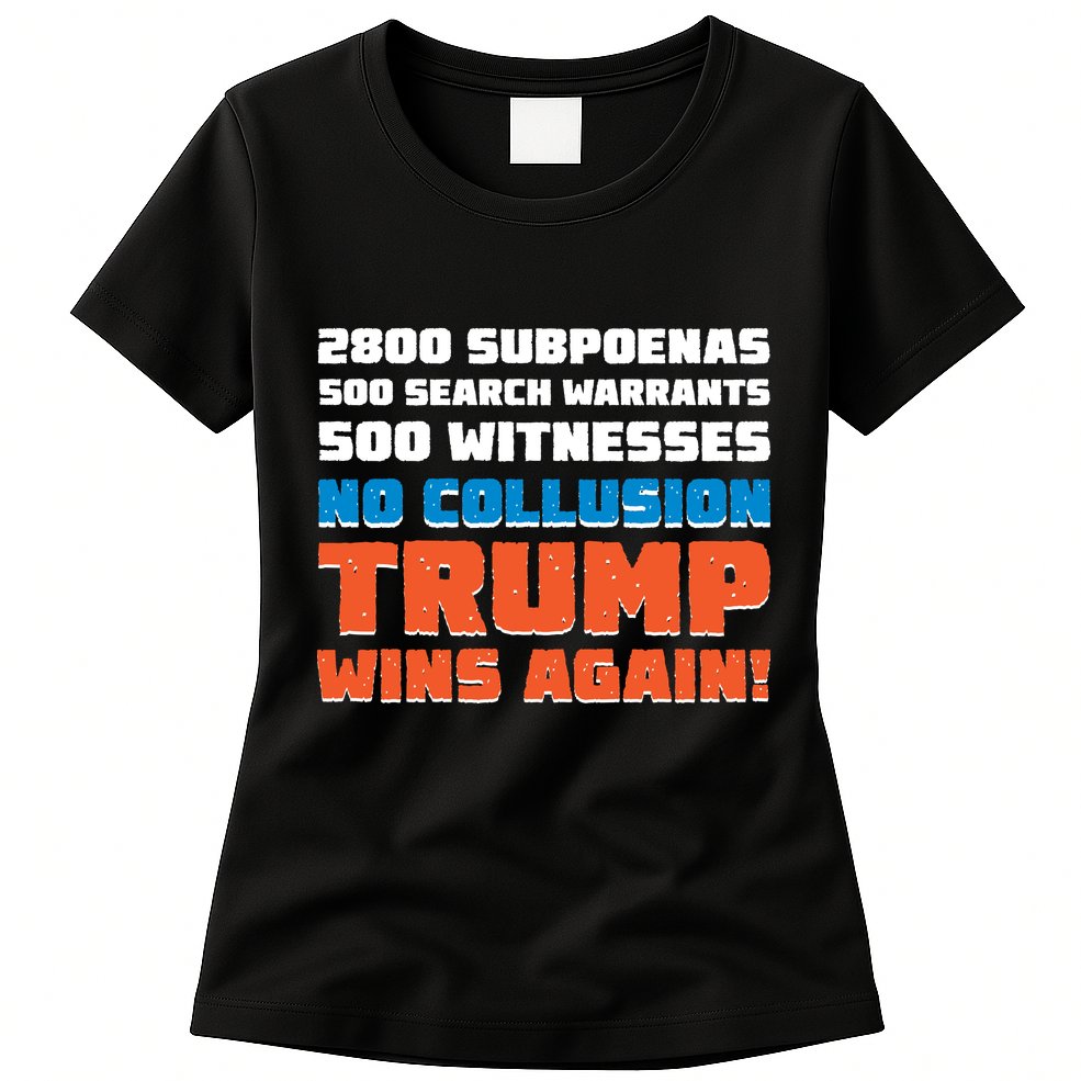 No Collusion Trump Wins Again Womens T-Shirt