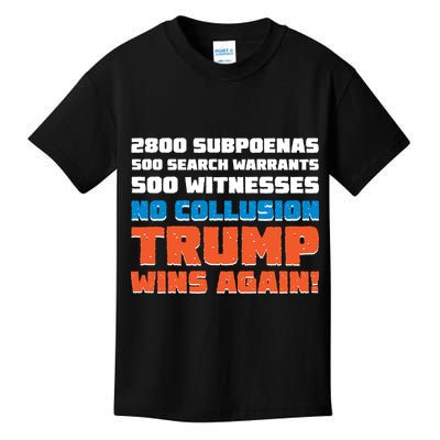 No Collusion Trump Wins Again Kids T-Shirt