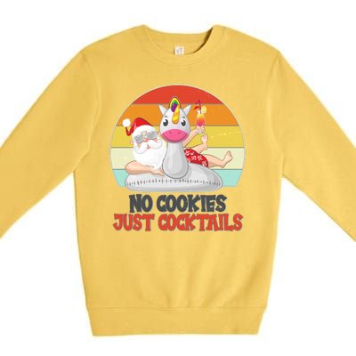 No Cookies Just Cocktails Summer Vacation Santa Claus Premium Crewneck Sweatshirt