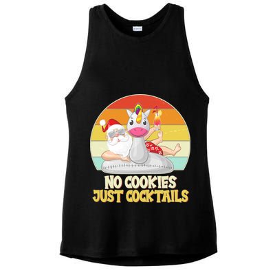 No Cookies Just Cocktails Summer Vacation Santa Claus Ladies PosiCharge Tri-Blend Wicking Tank