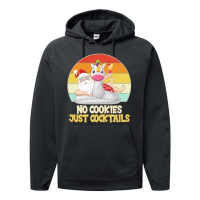 No Cookies Just Cocktails Summer Vacation Santa Claus Performance Fleece Hoodie