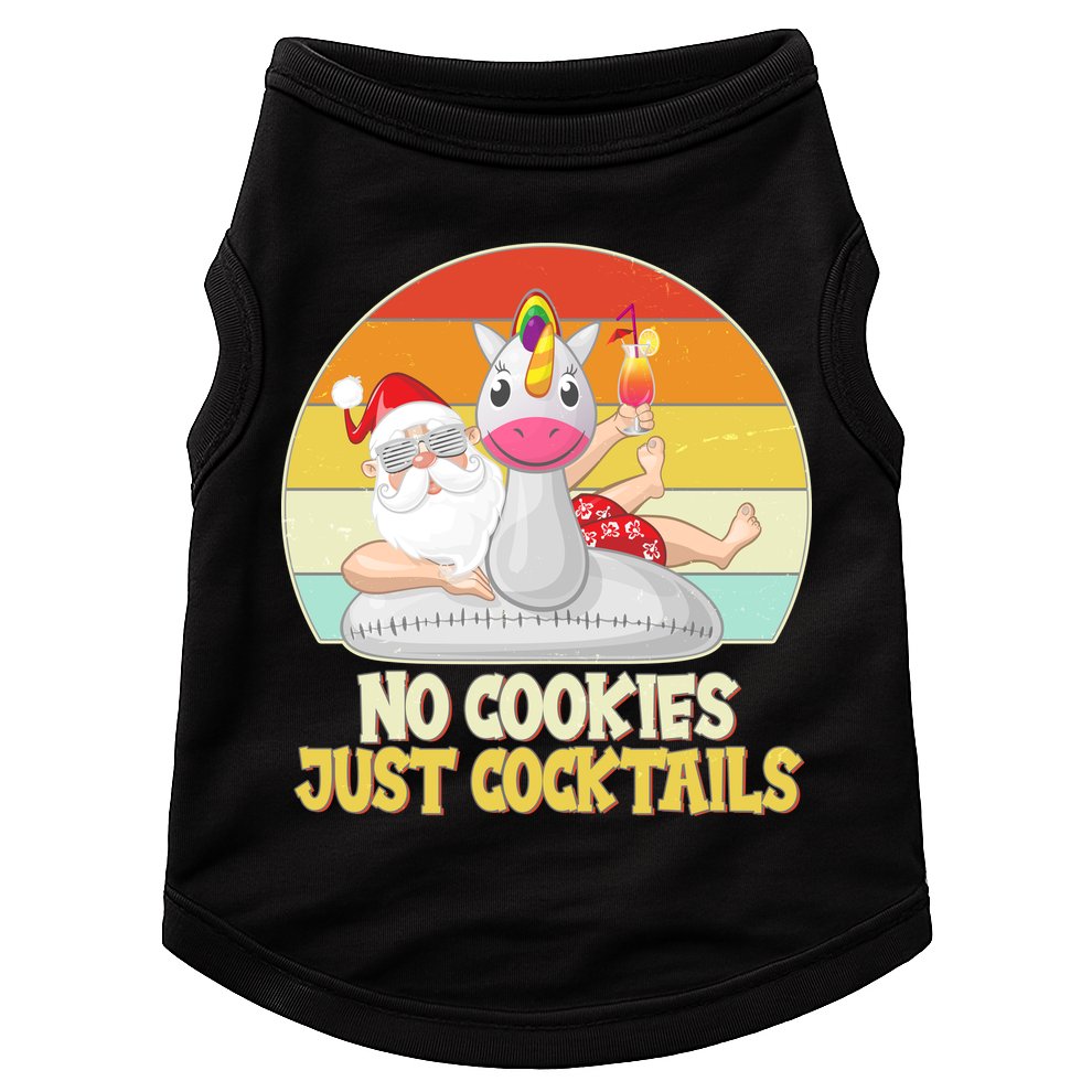 No Cookies Just Cocktails Summer Vacation Santa Claus Doggie Tank