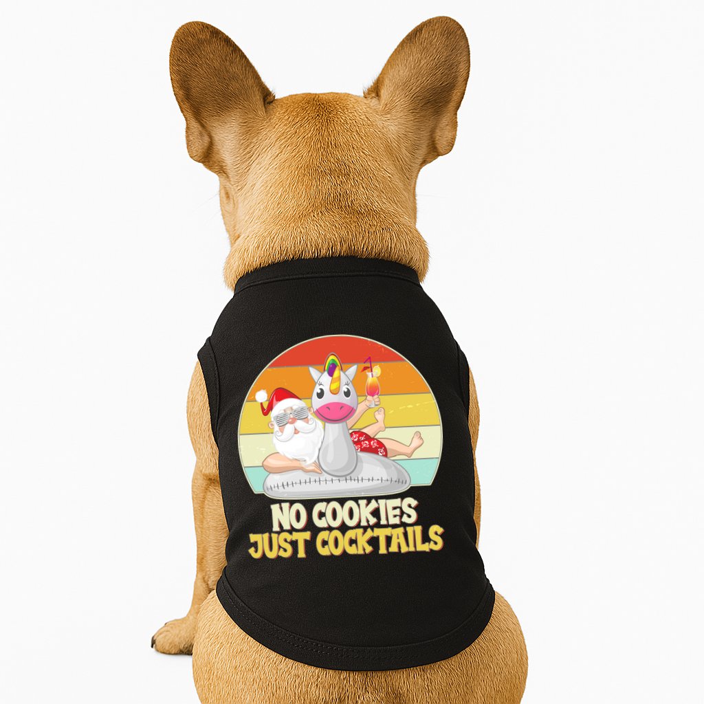 No Cookies Just Cocktails Summer Vacation Santa Claus Doggie Tank
