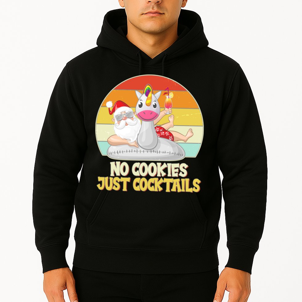 No Cookies Just Cocktails Summer Vacation Santa Claus Hoodie