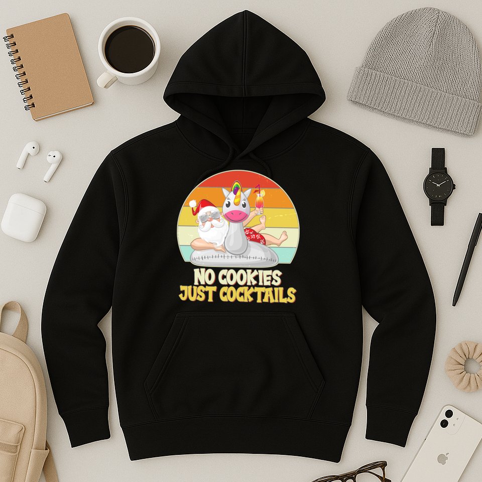 No Cookies Just Cocktails Summer Vacation Santa Claus Hoodie