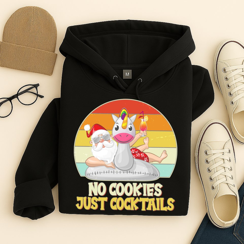 No Cookies Just Cocktails Summer Vacation Santa Claus Hoodie