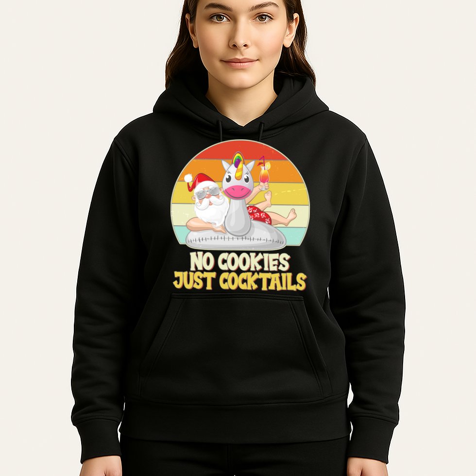 No Cookies Just Cocktails Summer Vacation Santa Claus Hoodie