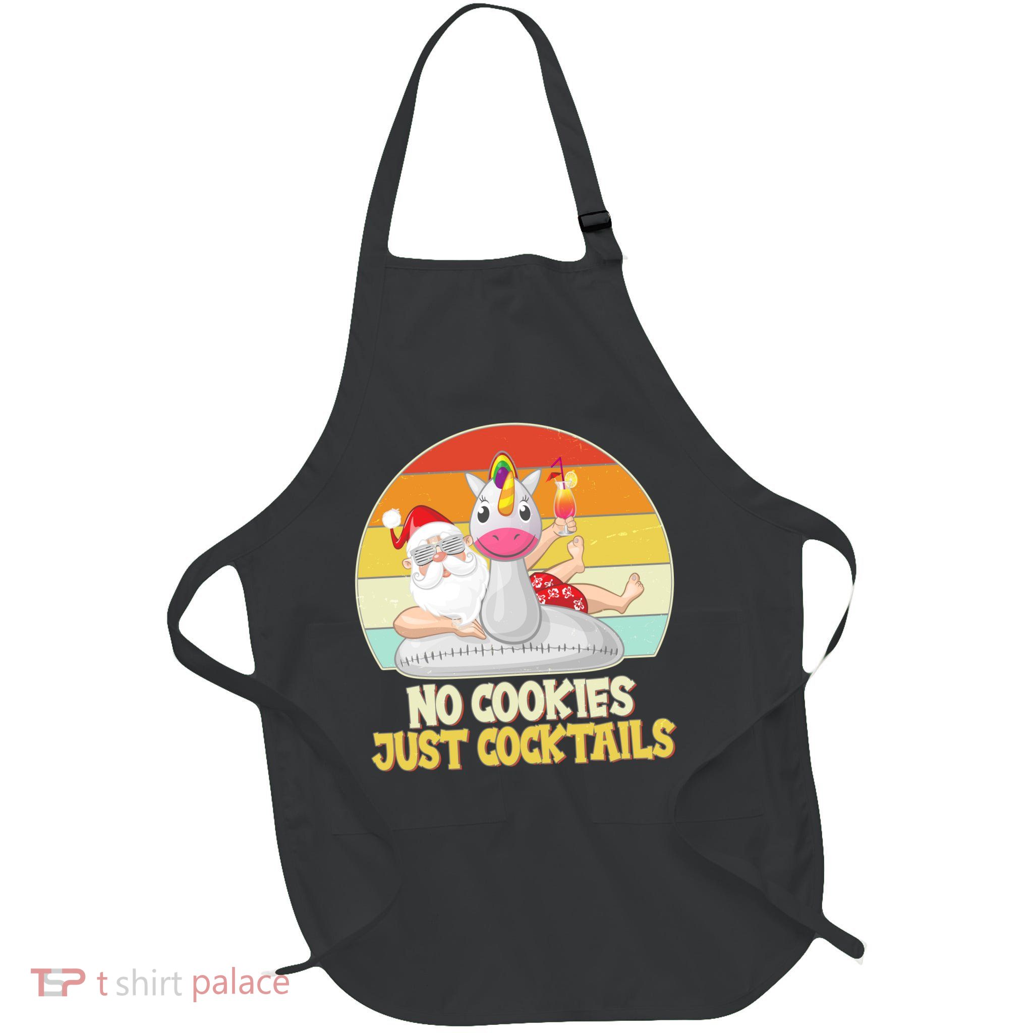 No Cookies Just Cocktails Summer Vacation Santa Claus Full-Length Apron With Pockets