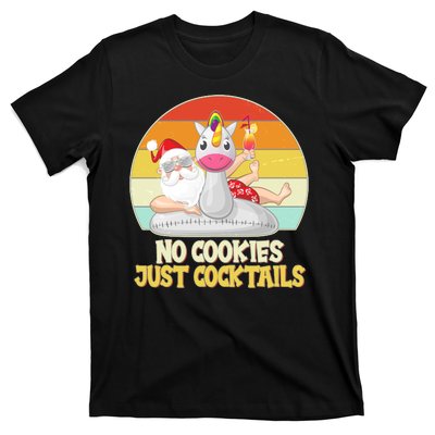 No Cookies Just Cocktails Summer Vacation Santa Claus T-Shirt