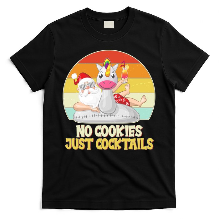 No Cookies Just Cocktails Summer Vacation Santa Claus T-Shirt