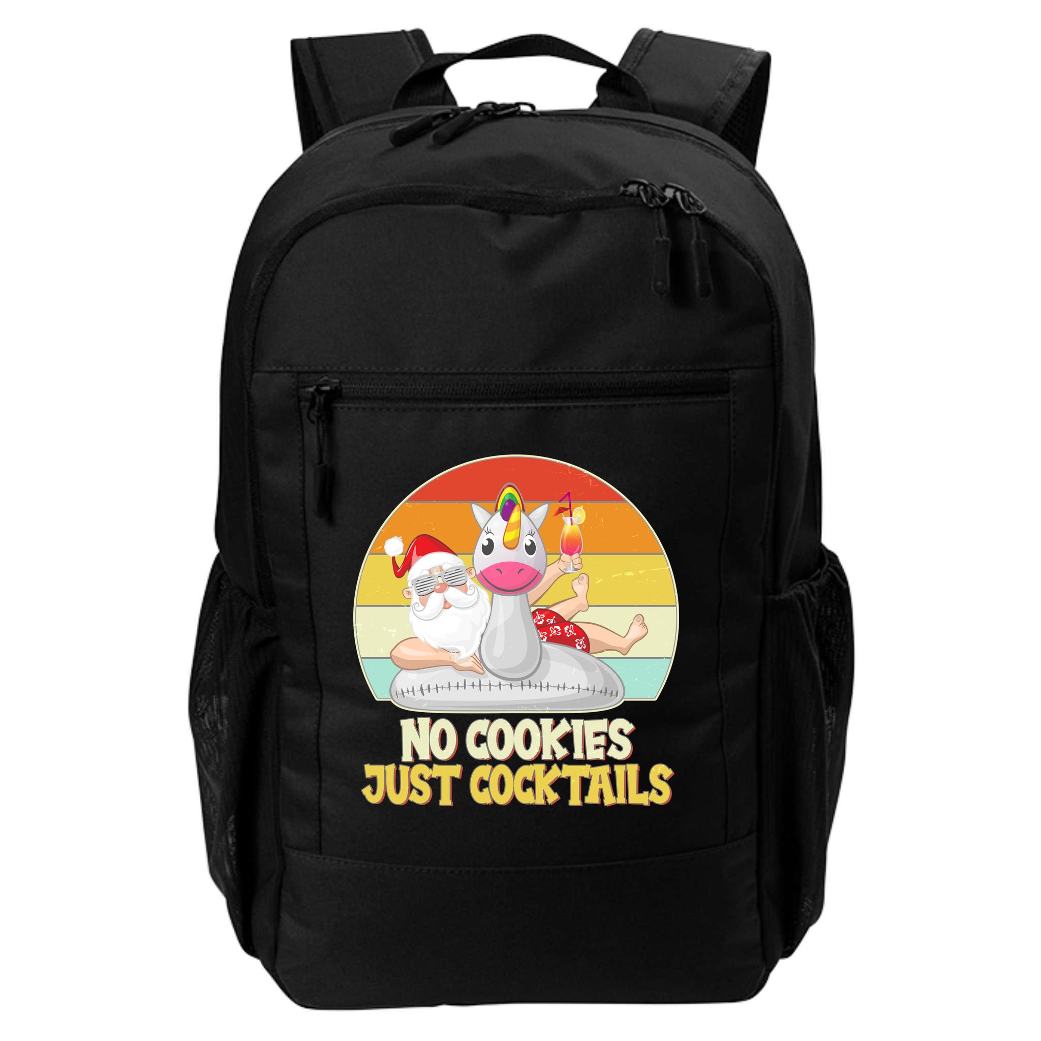 No Cookies Just Cocktails Summer Vacation Santa Claus Backpack