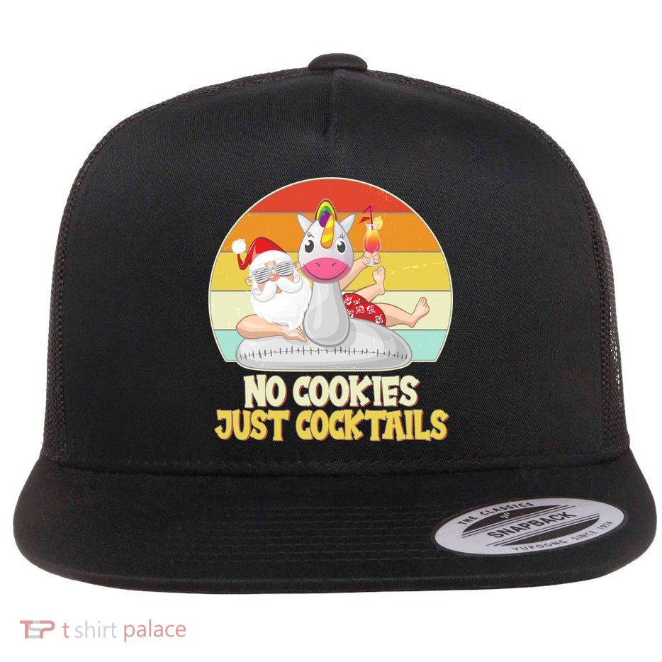 No Cookies Just Cocktails Summer Vacation Santa Claus Flatbill Hat