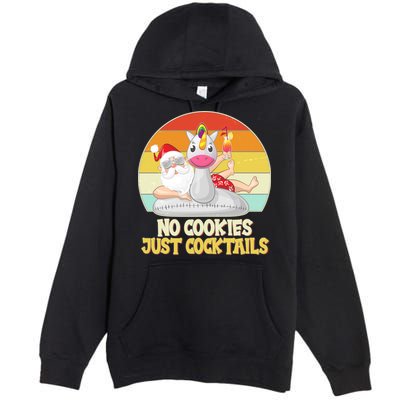 No Cookies Just Cocktails Summer Vacation Santa Claus Premium Pullover Hoodie