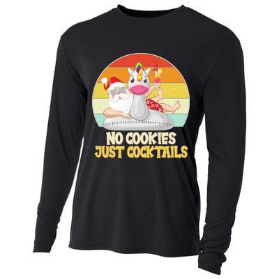 No Cookies Just Cocktails Summer Vacation Santa Claus Cooling Performance Long Sleeve Crew