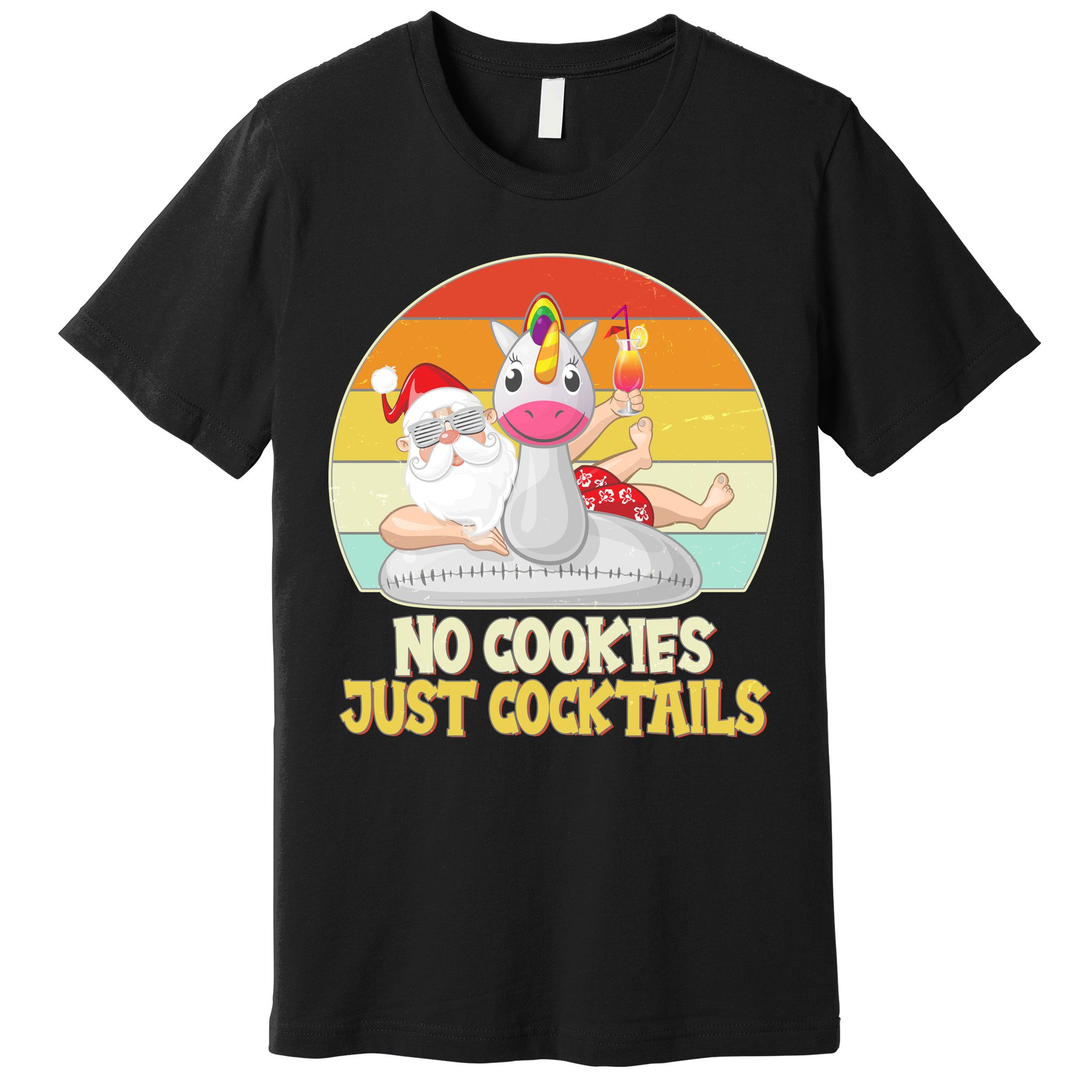 No Cookies Just Cocktails Summer Vacation Santa Claus Premium T-Shirt