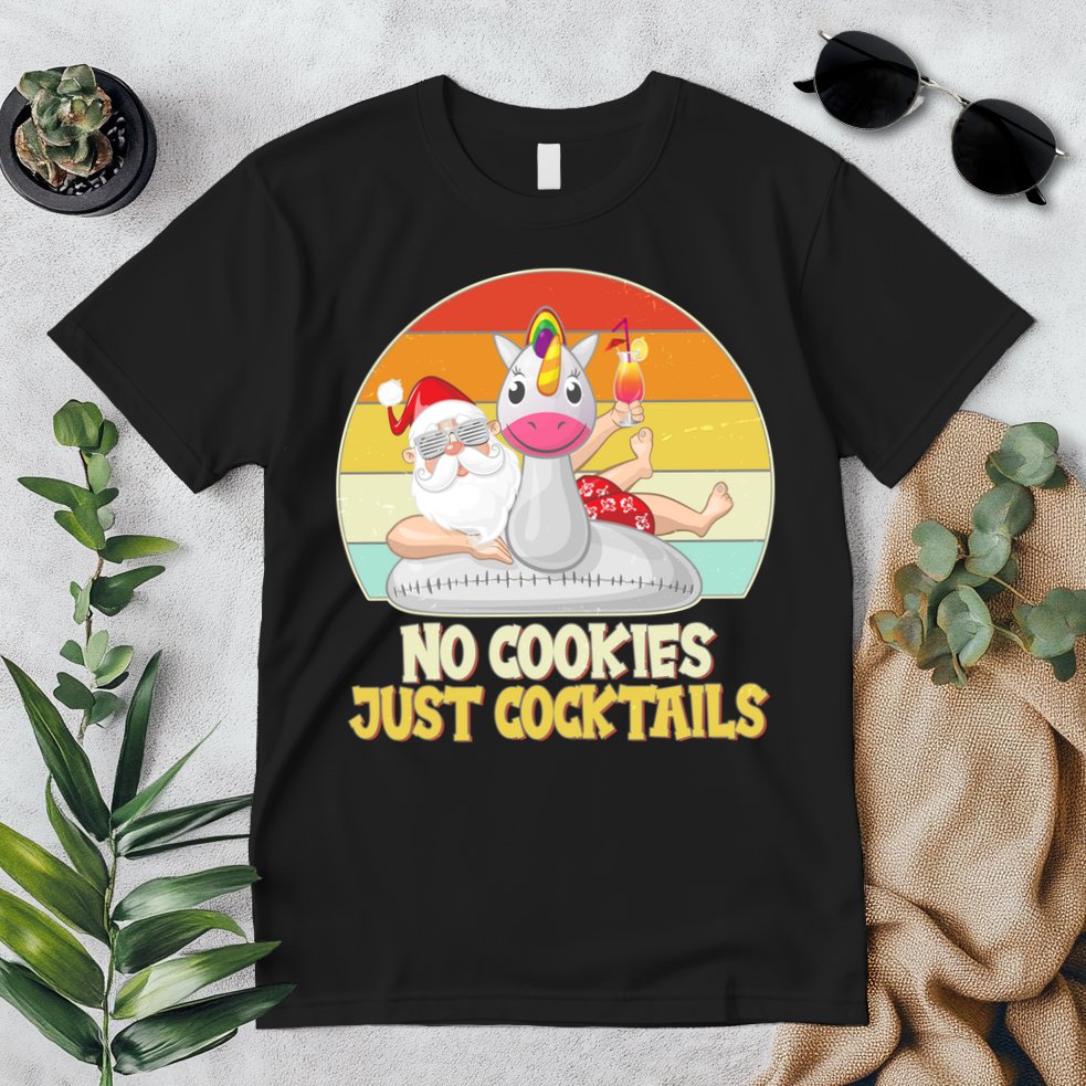 No Cookies Just Cocktails Summer Vacation Santa Claus Premium T-Shirt