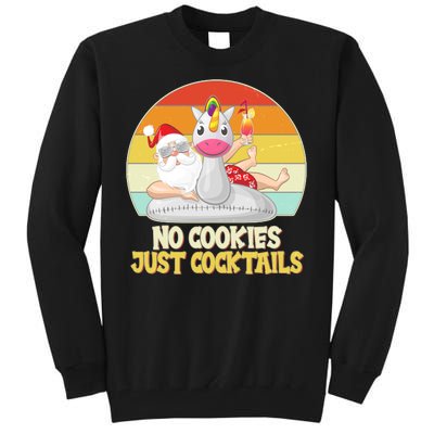 No Cookies Just Cocktails Summer Vacation Santa Claus Tall Sweatshirt