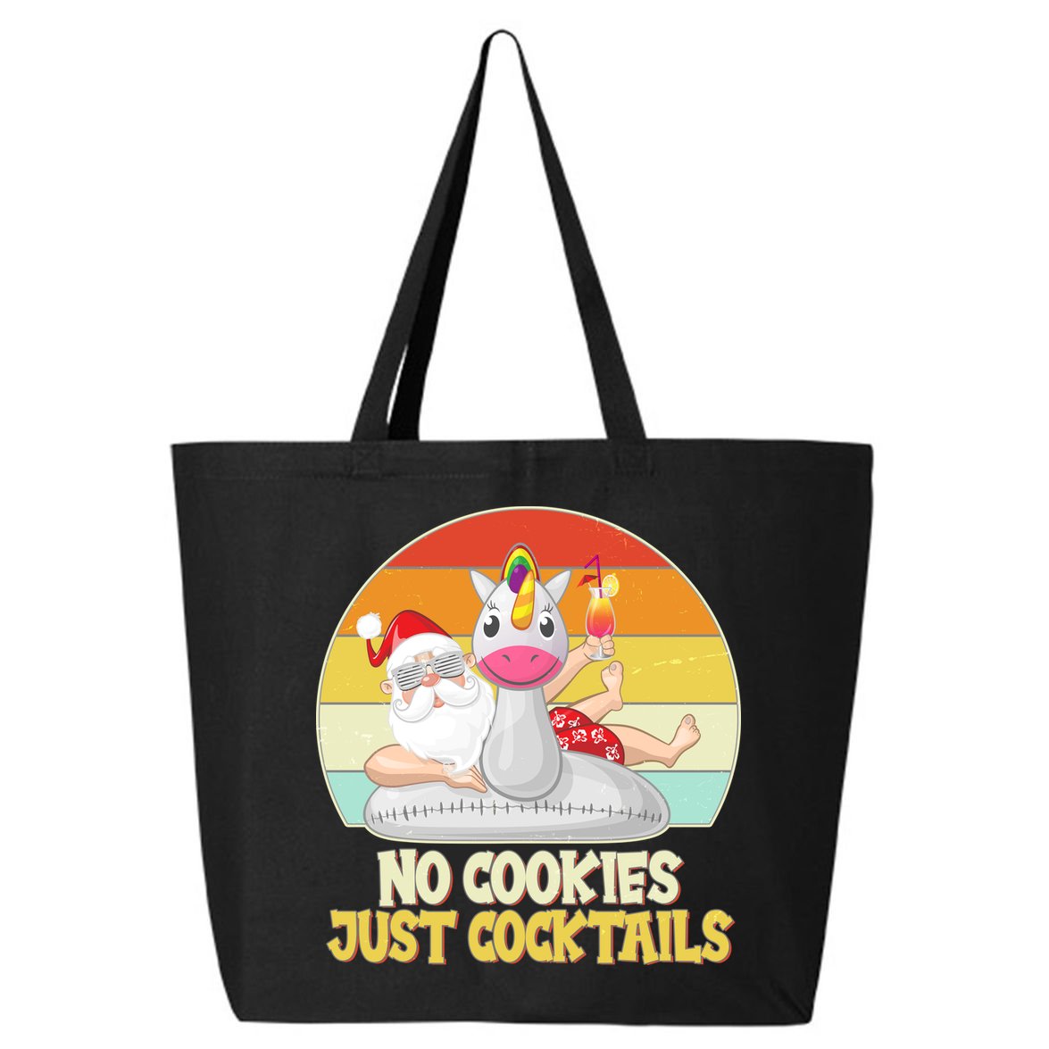 No Cookies Just Cocktails Summer Vacation Santa Claus 25L Jumbo Tote