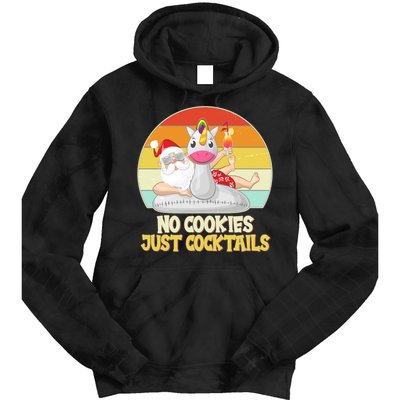 No Cookies Just Cocktails Summer Vacation Santa Claus Tie Dye Hoodie