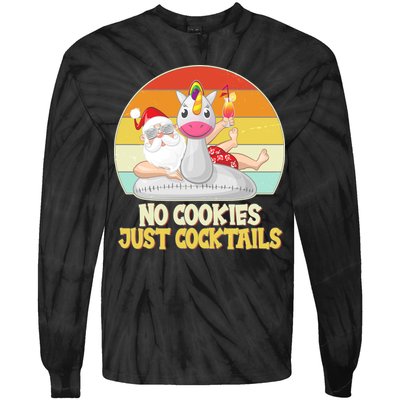 No Cookies Just Cocktails Summer Vacation Santa Claus Tie-Dye Long Sleeve Shirt