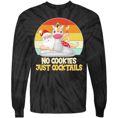 No Cookies Just Cocktails Summer Vacation Santa Claus Tie-Dye Long Sleeve Shirt