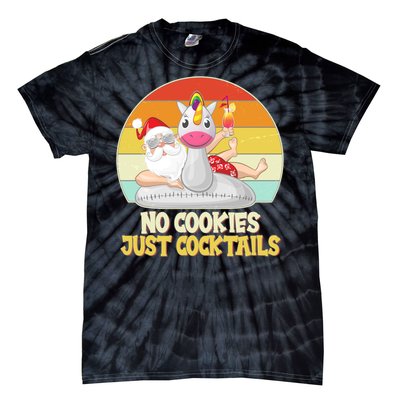 No Cookies Just Cocktails Summer Vacation Santa Claus Tie-Dye T-Shirt