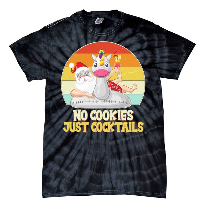 No Cookies Just Cocktails Summer Vacation Santa Claus Tie-Dye T-Shirt