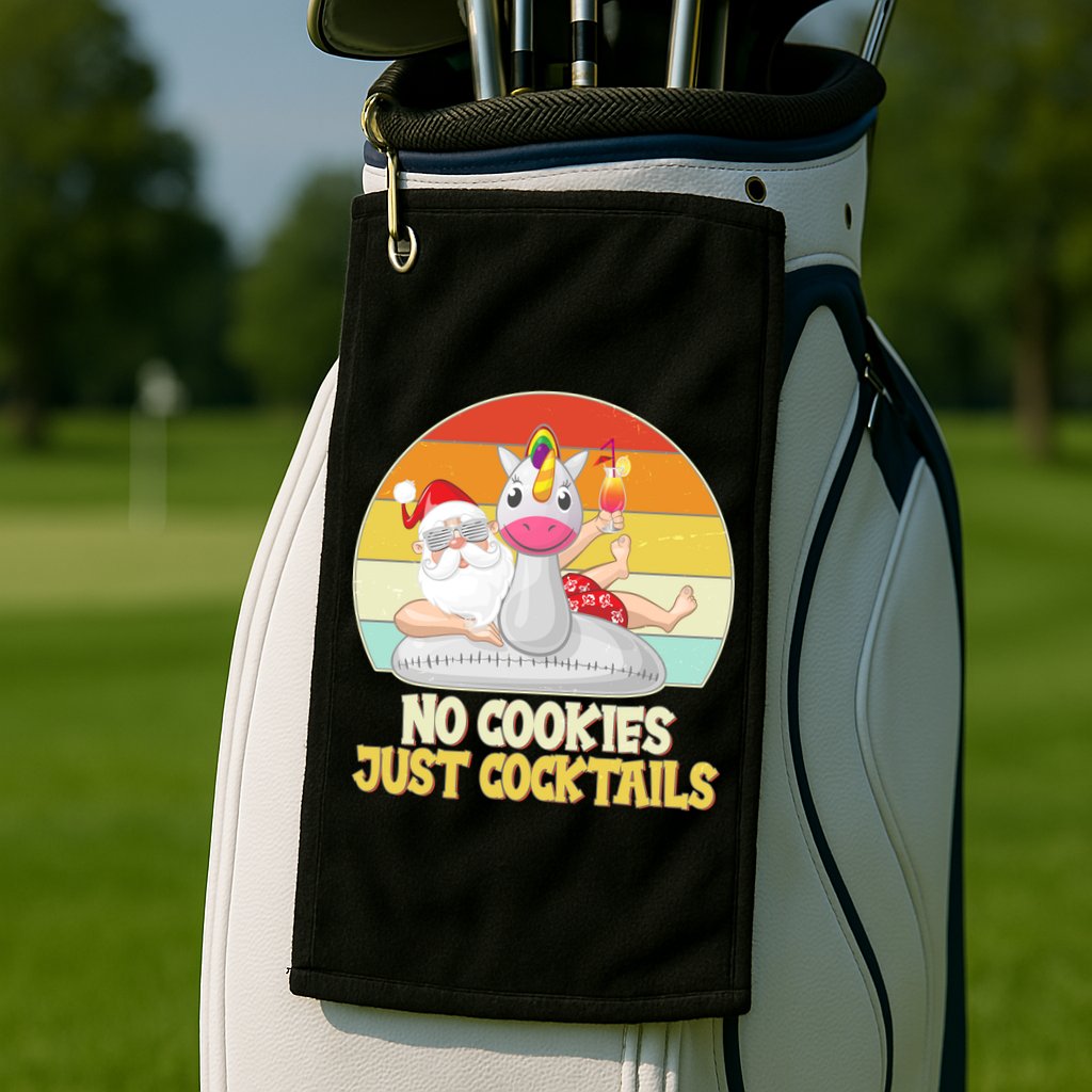 No Cookies Just Cocktails Summer Vacation Santa Claus Golf Towel