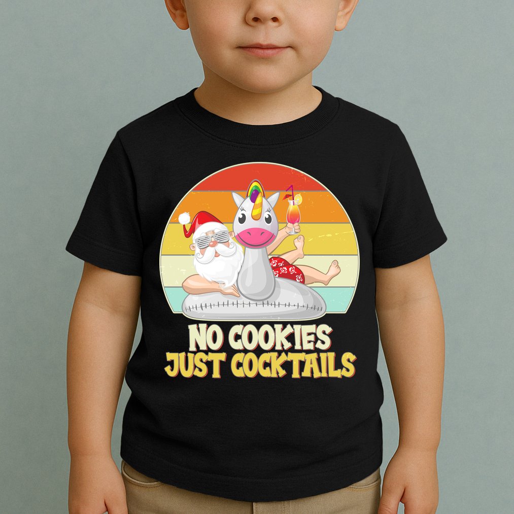No Cookies Just Cocktails Summer Vacation Santa Claus Toddler T-Shirt