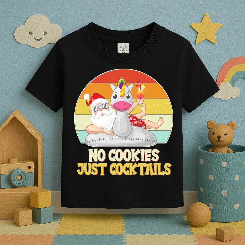 No Cookies Just Cocktails Summer Vacation Santa Claus Toddler T-Shirt