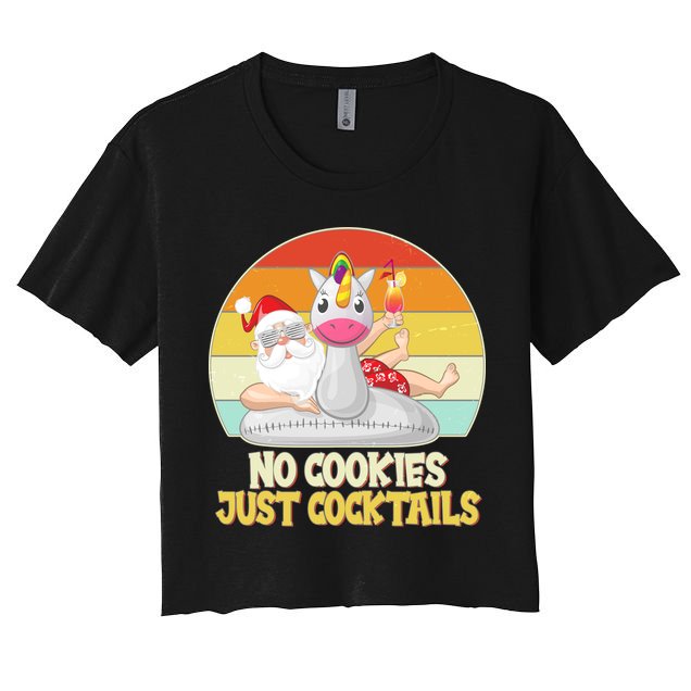 No Cookies Just Cocktails Summer Vacation Santa Claus Crop Top
