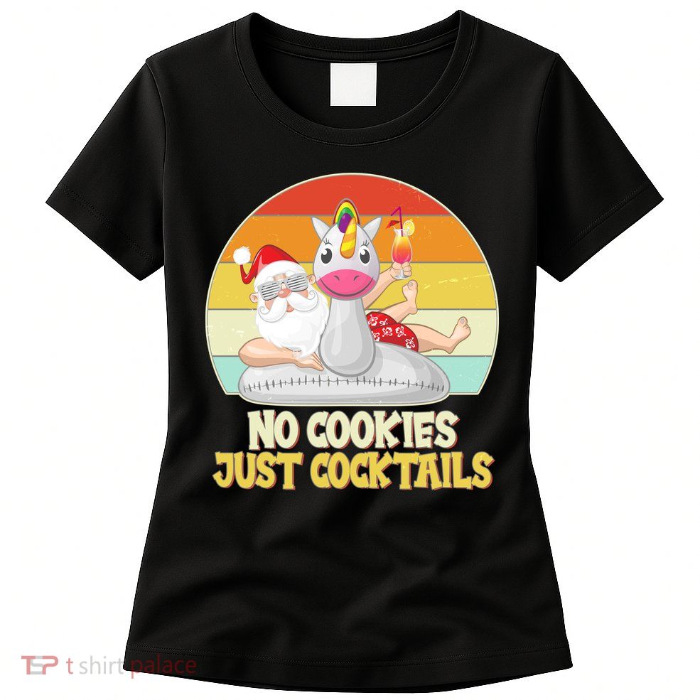 No Cookies Just Cocktails Summer Vacation Santa Claus Women's T-Shirt