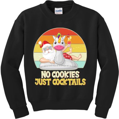 No Cookies Just Cocktails Summer Vacation Santa Claus Kids Sweatshirt
