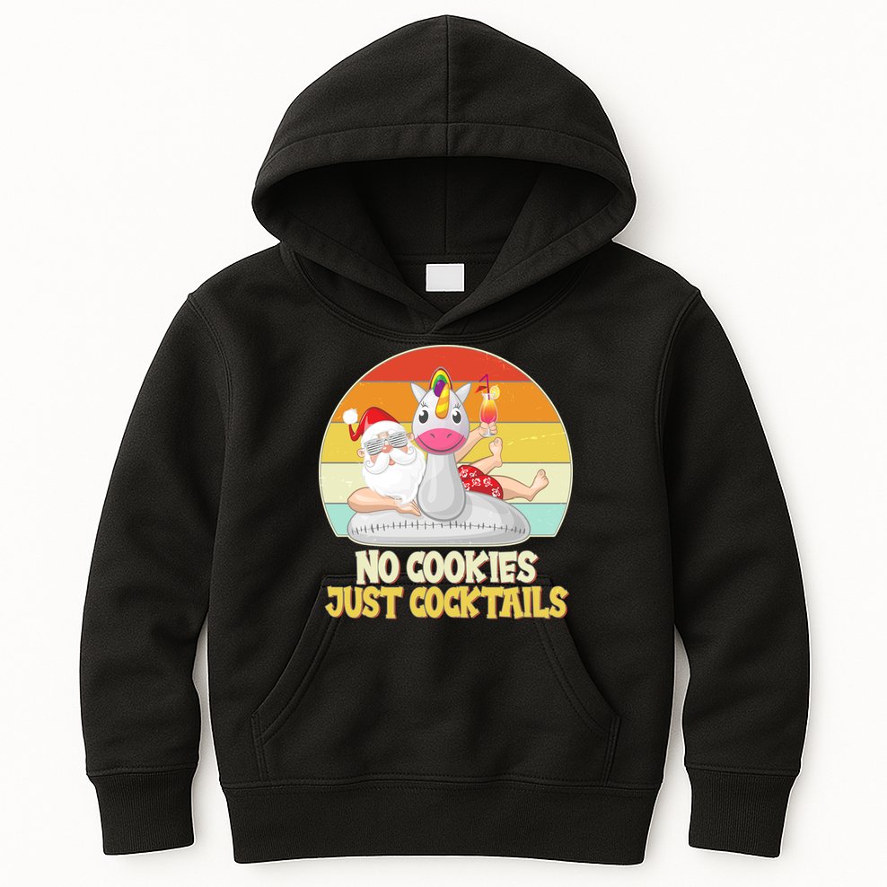 No Cookies Just Cocktails Summer Vacation Santa Claus Kids Hoodie