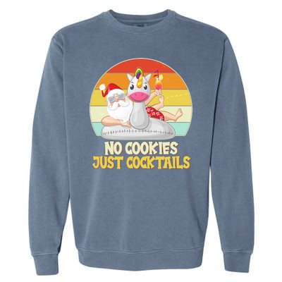 No Cookies Just Cocktails Summer Vacation Santa Claus Garment-Dyed Sweatshirt