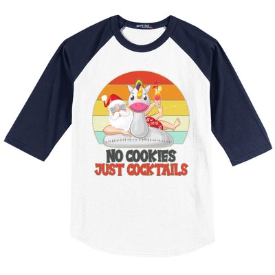 No Cookies Just Cocktails Summer Vacation Santa Claus Baseball Sleeve Shirt