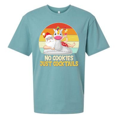 No Cookies Just Cocktails Summer Vacation Santa Claus Sueded Cloud Jersey T-Shirt